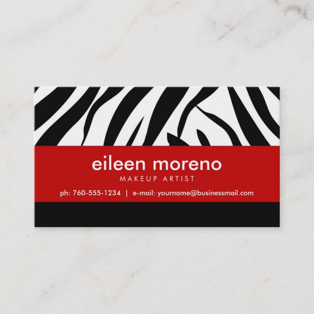Zebra with Red Business Cards (Front)