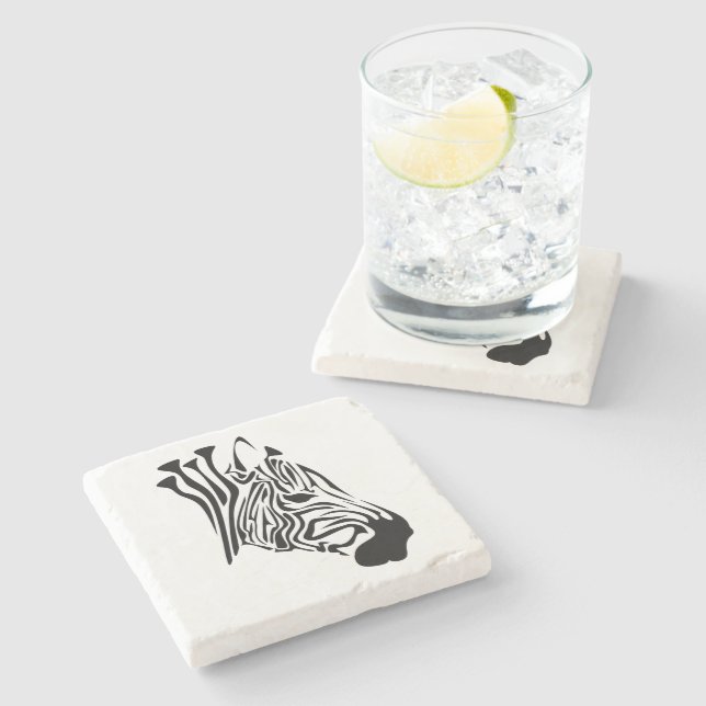 Zebra with Twisted Black Stripes Stone Coaster (Side)