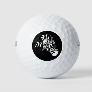 Zebra with Twisted White Stripes Silhouette Golf Balls