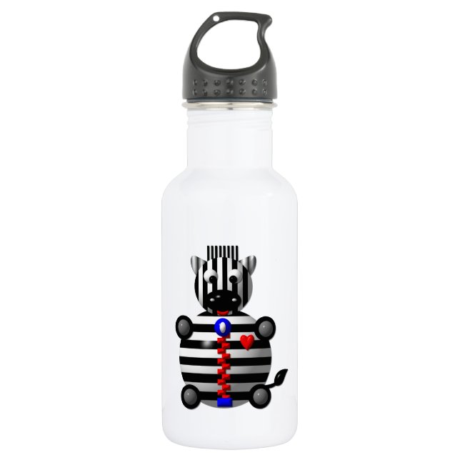 Zebra with Zipper 532 Ml Water Bottle (Front)