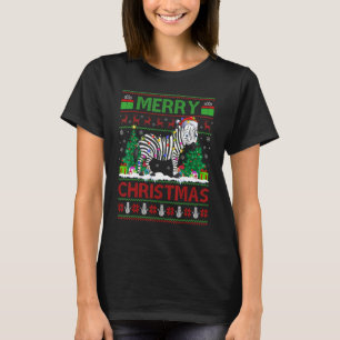 Zebra   Xmas Tree Lights Ugly Santa Zebra Christma T-Shirt
