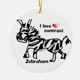 Zebraham- I love contrast Ceramic Tree Decoration