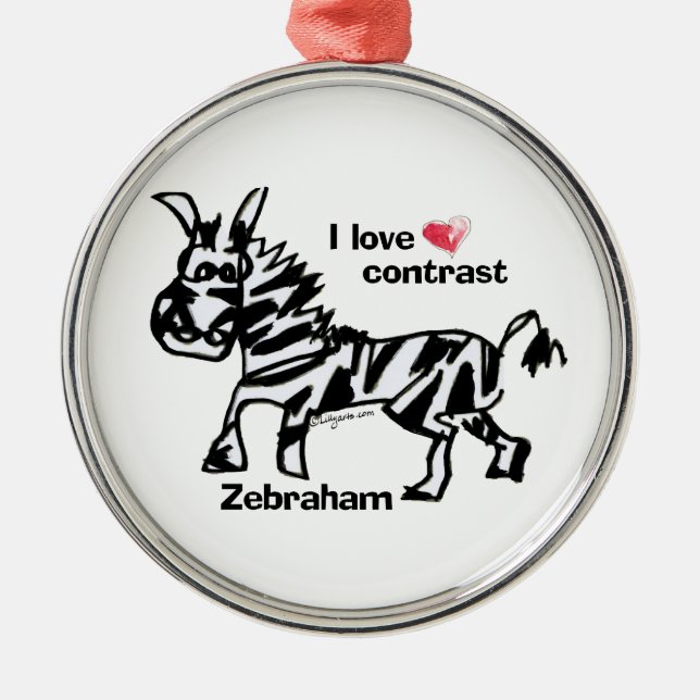 Zebraham- I love contrast Metal Tree Decoration (Front)