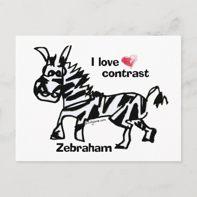 Zebraham- I love contrast Postcard (Front)