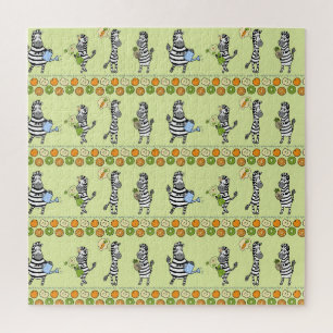 Zebras and Fruits Seamless Pattern Jigsaw Puzzle