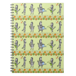 Zebras and Fruits Seamless Pattern Notebook