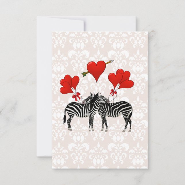 Zebras and hearts on pink damask (Front)