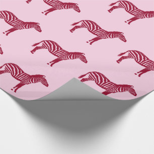 Zebras - Burgundy and Pink Wrapping Paper