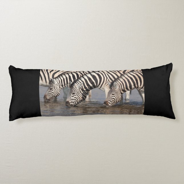 Zebras drinking body cushion (Back)