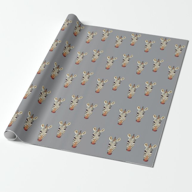 Zebra's Head Wrapping Paper (Unrolled)
