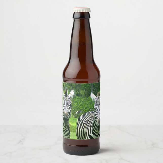 Zebras in Meadow Brew Beer Bottle Label (Front)