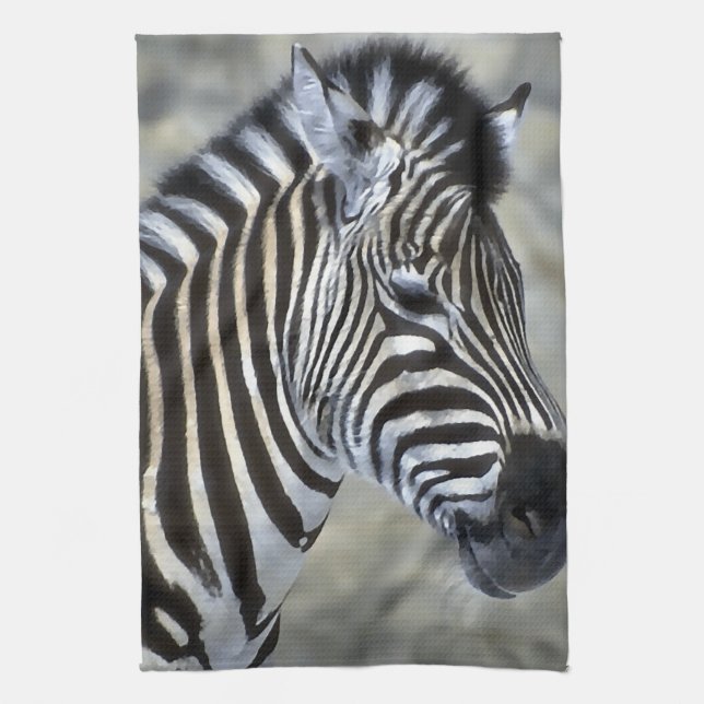 Zebras Lovers Art Tea Towel (Vertical)