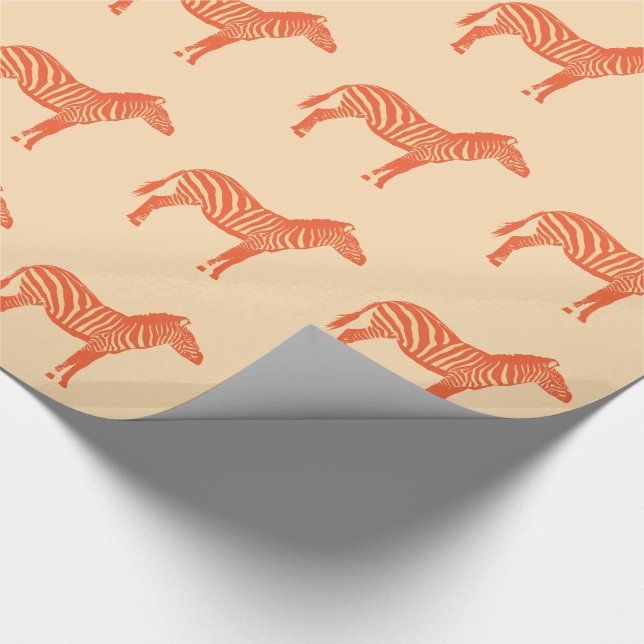Zebras - Mandarin and light orange Wrapping Paper (Corner)