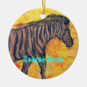 Zebras Rock Ceramic Tree Decoration