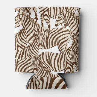 Zebras, wild savanna, seamless pattern can cooler