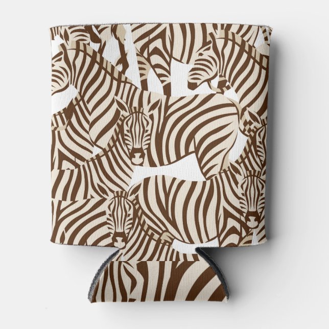Zebras, wild savanna, seamless pattern can cooler (Front)