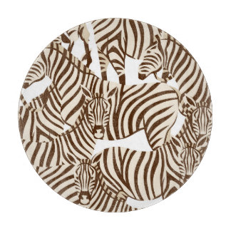Zebras, wild savanna, seamless pattern cutting board