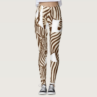 Zebras, wild savanna, seamless pattern leggings