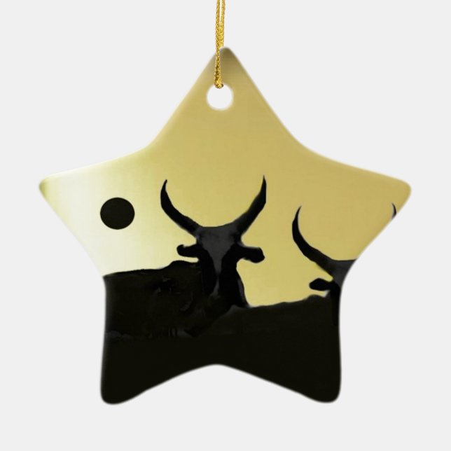 ZEBUS on gold Ceramic Tree Decoration (Front)