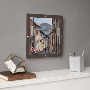 zEC009 QUITO, Old Town, America, Square Wall Clock