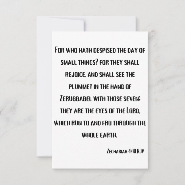 Zechariah 4:10 KJV Bible Scripture Greeting Card (Front)