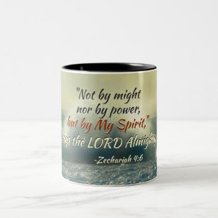Zechariah 4:6 Not by might nor by power, Bible Two-Tone Coffee Mug
