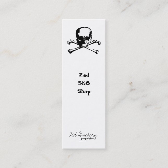Zed Crossbones Mini Business Card (Front)