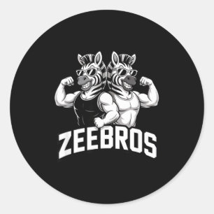 Zeebros Cute Zebra Duo Design For Zebros Lovers  Classic Round Sticker