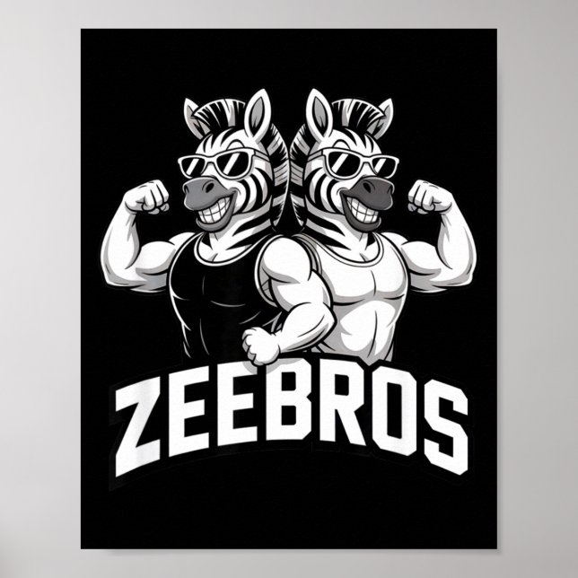 Zeebros Cute Zebra Duo Design For Zebros Lovers  Poster (Front)