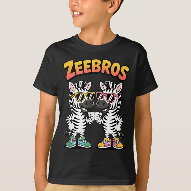 Zeebros Cute Zebra Duo Design For Zebros Lovers  T-Shirt (Front)