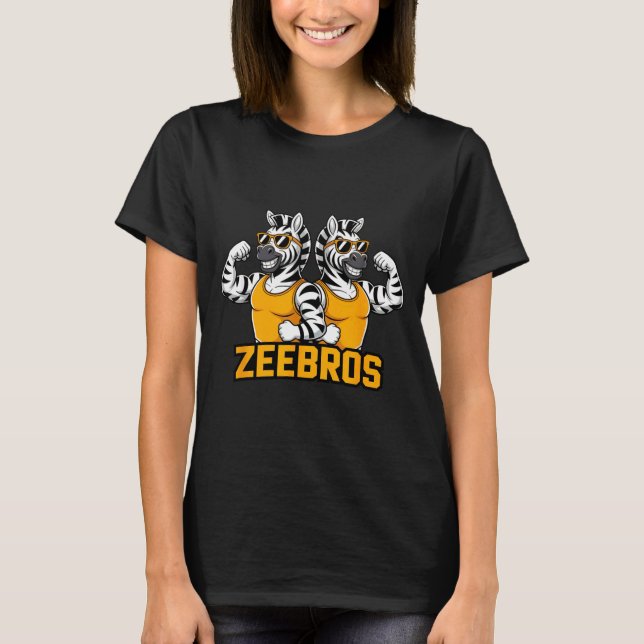 Zeebros Cute Zebra Duo Design For Zebros Lovers  T-Shirt (Front)