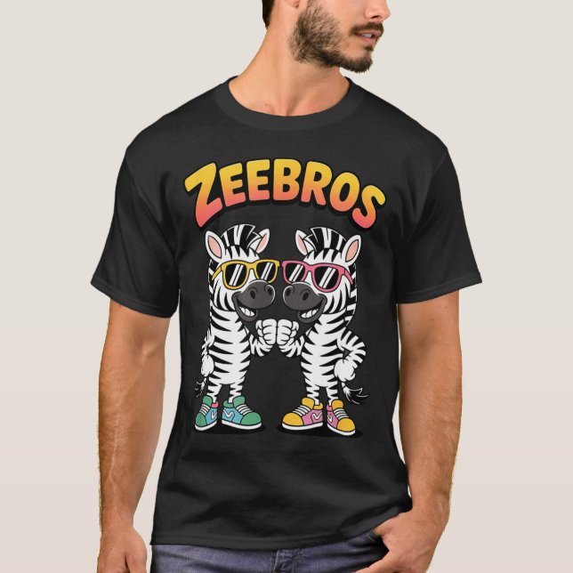 Zeebros Cute Zebra Duo Design For Zebros Lovers  T-Shirt (Front)