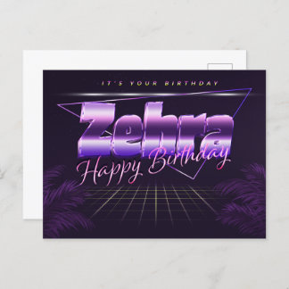 Zehra Name First name purple postcard birthday