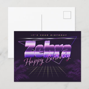 Zehra Name Vorname lila Postkarte Geburtstag Postcard