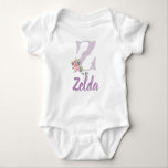 Zelda Name Reveal Floral Letter Z Vintage Flower Baby Bodysuit<br><div class="desc">The perfect outfit for baby Zelda!</div>
