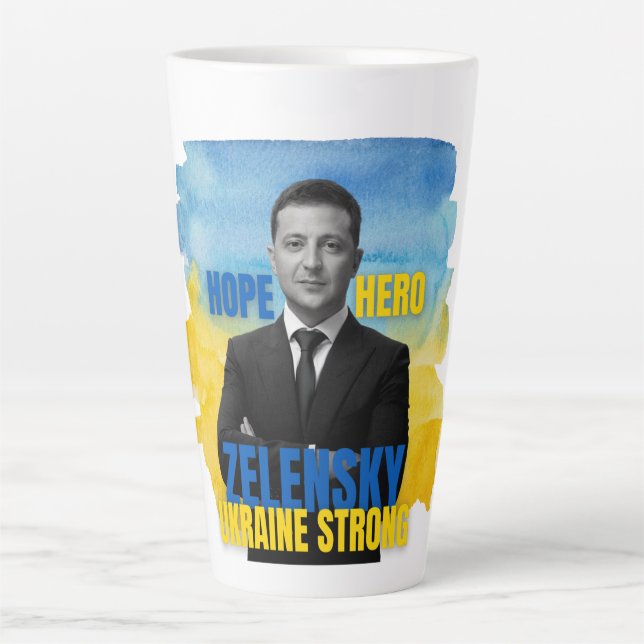 Zelensky Hope Hero Ukraine Strong  Latte Mug (Front)