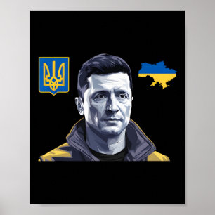Zelensky Ukraine Vintage Ukrainian Flag Support Uk Poster