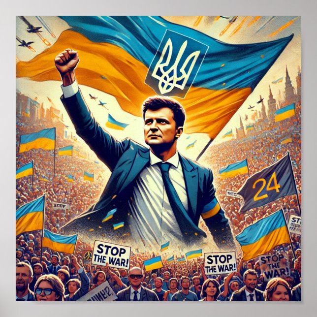 Zelenskyy Stop War Rally Poster (Front)