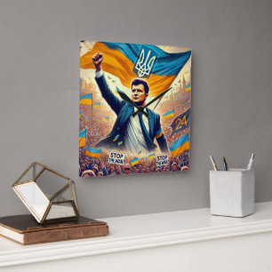 Zelenskyy Support for Ukraine Wall Clock