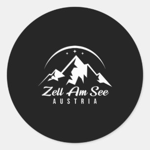 Zell am see austria ski resort skiing snowboarding classic round sticker