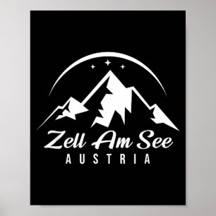 Zell am see austria ski resort skiing snowboarding poster