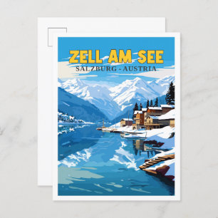 Zell Am See Austria vintage travel illustration Postcard