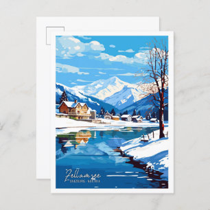 Zell am see Salzburg Austria Travel Illustration Postcard