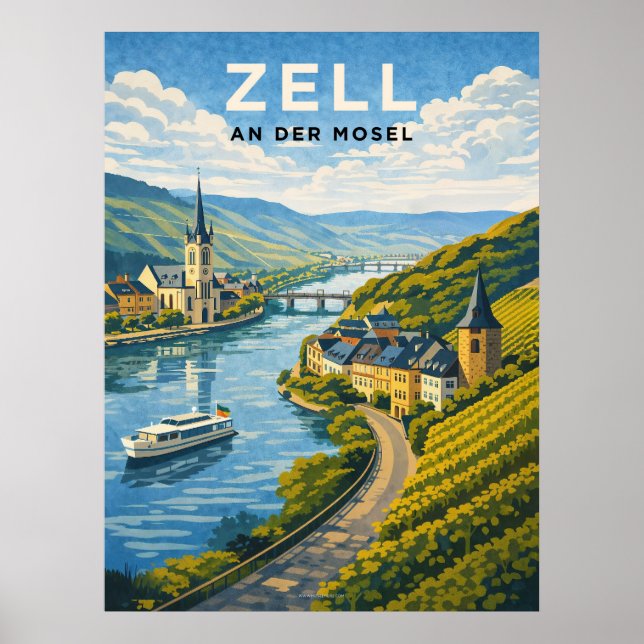 Zell Germany Vintage Travel  Poster (Front)