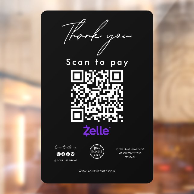Zelle QR Code Logo Scan to Pay Thank you Black (Sheet 2)