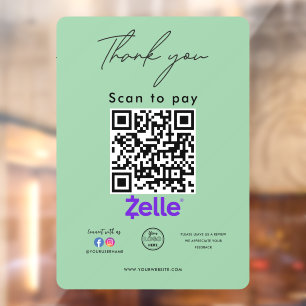 Zelle QR Code Logo Thank you Scan to Pay