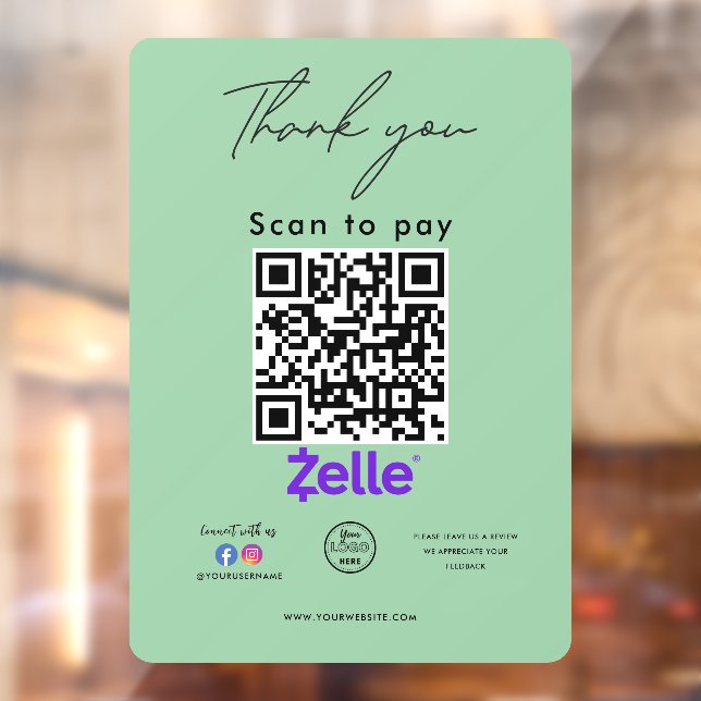 Zelle QR Code Logo Thank you Scan to Pay (Sheet 2)