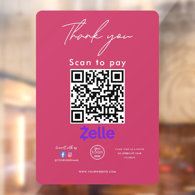 Zelle QR Code Logo Thank you Scan to Pay (Sheet 2)