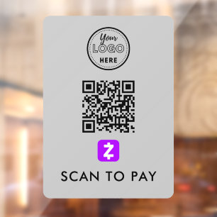 Zelle QR Code Scan to Pay Modern Logo Grey