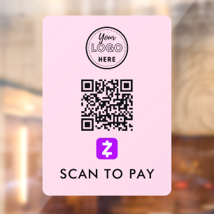 Zelle QR Code Scan to Pay Modern Logo Pink